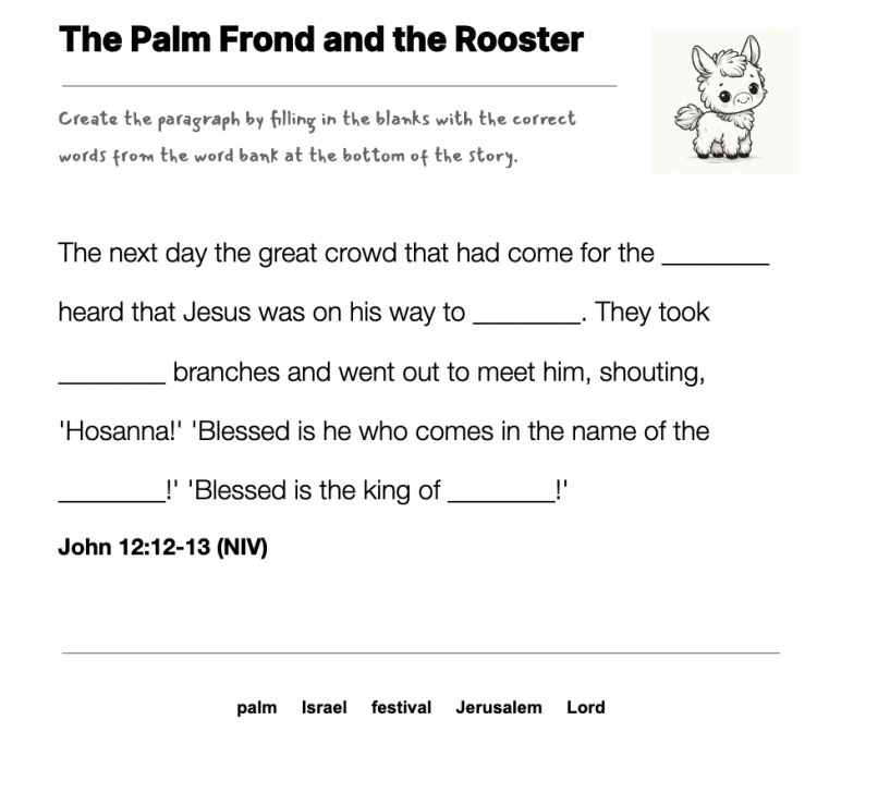 The Palm Frond and the Rooster fill-in-the-blank